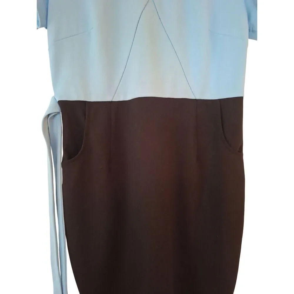 Vshow Vintage Women's Blue and Black Dress With Pockets